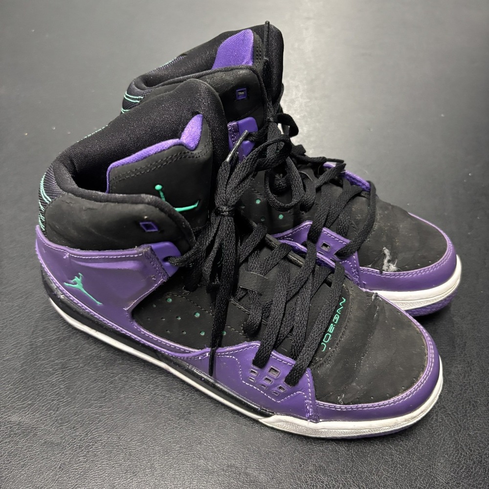 Nike Air Jordan SC-1 Flight Kids Shoes Size 6.5y Black Teal Purple